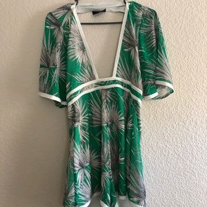 Pacsun Tropical Green Print Romper
